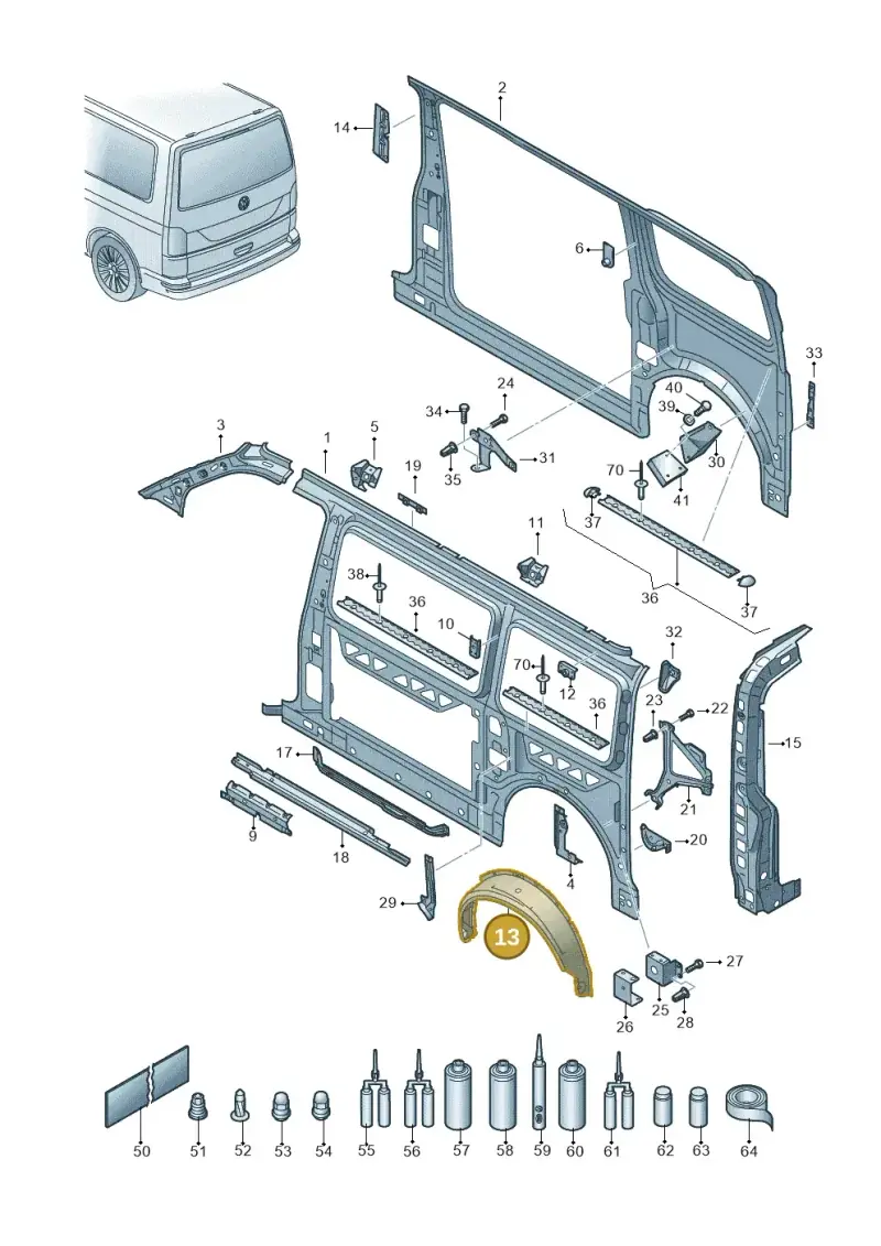 7H0809410A — Volkswagen Caravelle (2019-2024) diagram 861809000, position 13