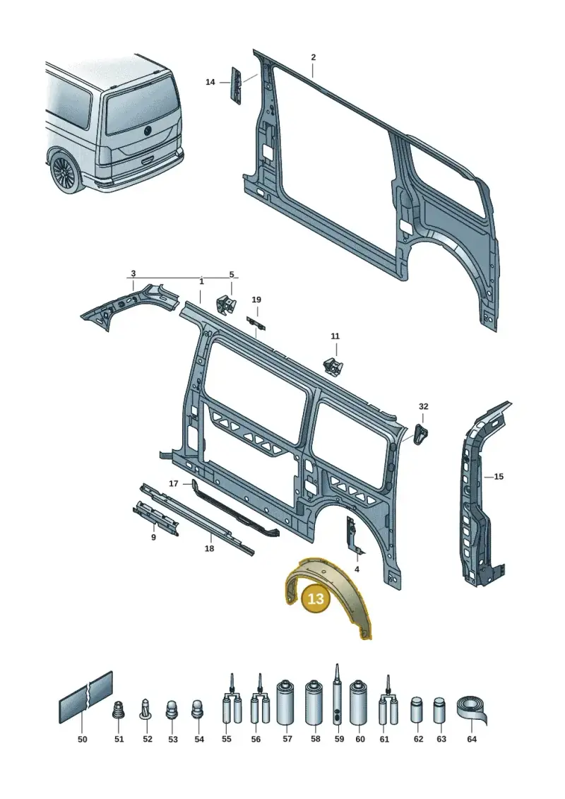 7H0809410A — Volkswagen Transport. multivan (2019-2024) diagram 7em809000, position 13
