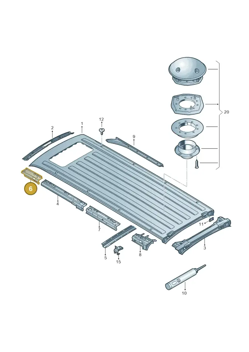 7H0817316B — Volkswagen Caravelle (2019-2024) diagram 410817450, position 6