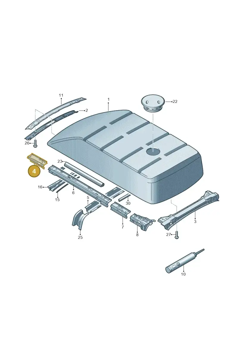 7H0817316B — Volkswagen Caravelle (2015-2019) diagram 861817020, position 4