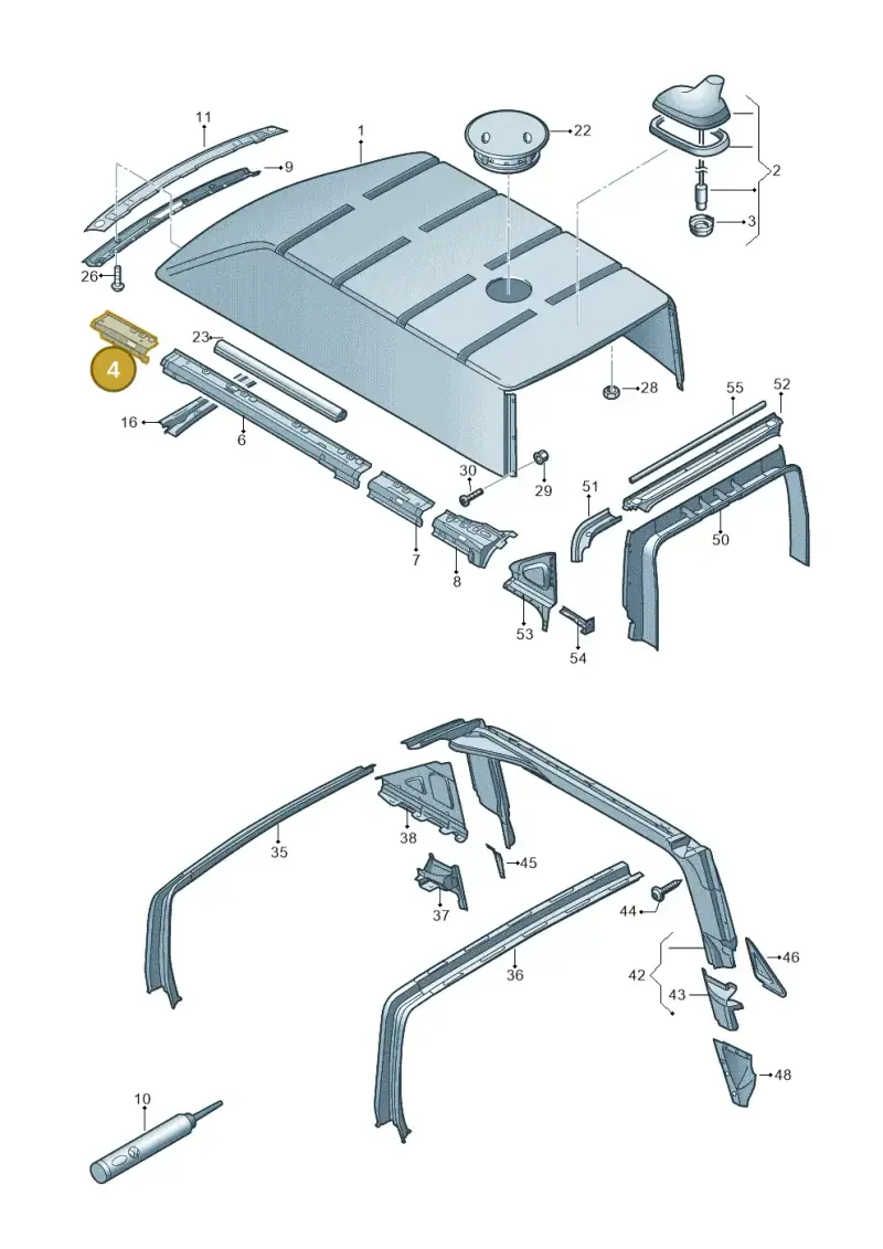 7H0817316B — Volkswagen Caravelle (2019-2024) diagram 861817030, position 4