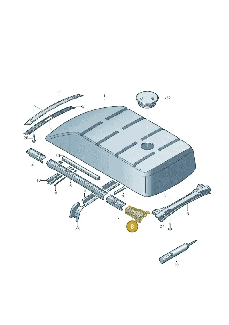 7H0817623 — Volkswagen Caravelle (2015-2019) diagram 861817020, position 8