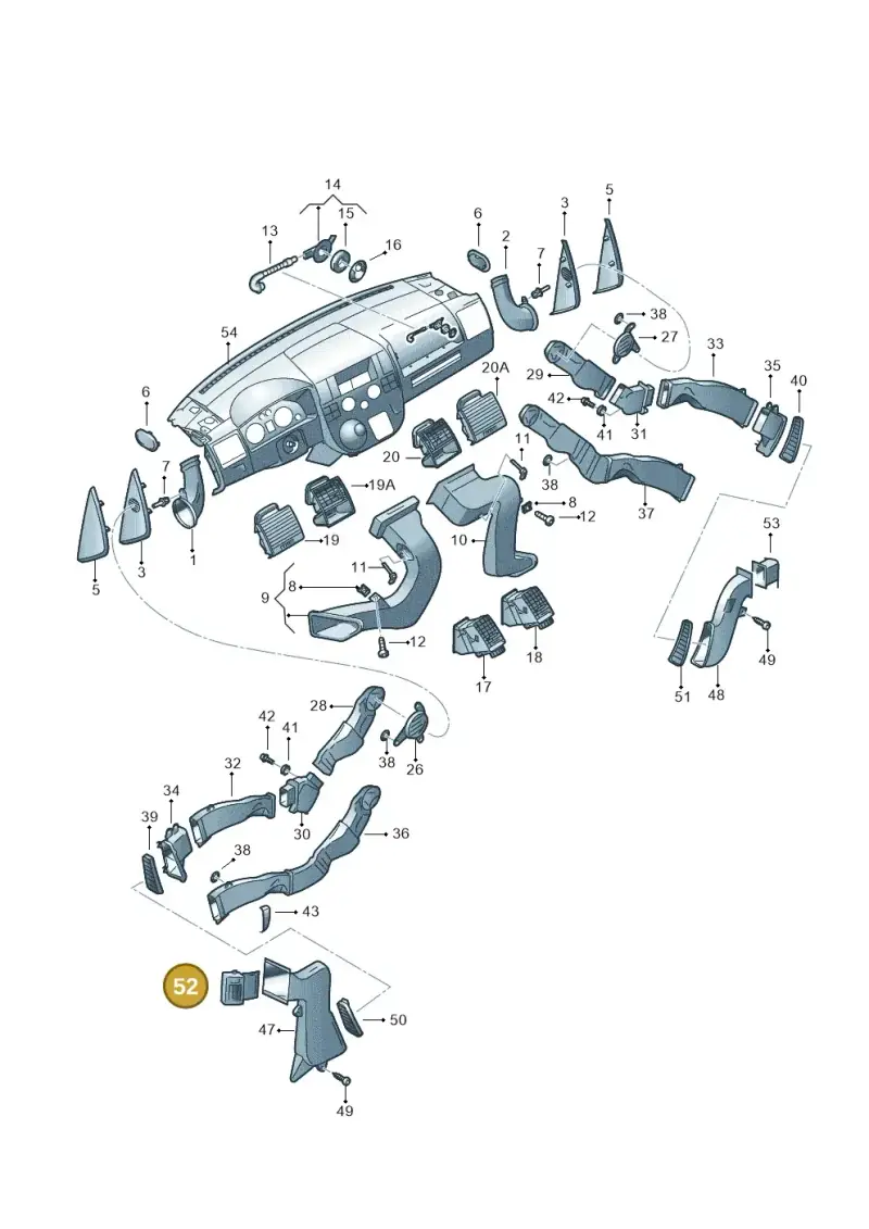 7H0819201AY20 — Volkswagen Transp. caravelle (2008-2009) diagram 410819050, position 52