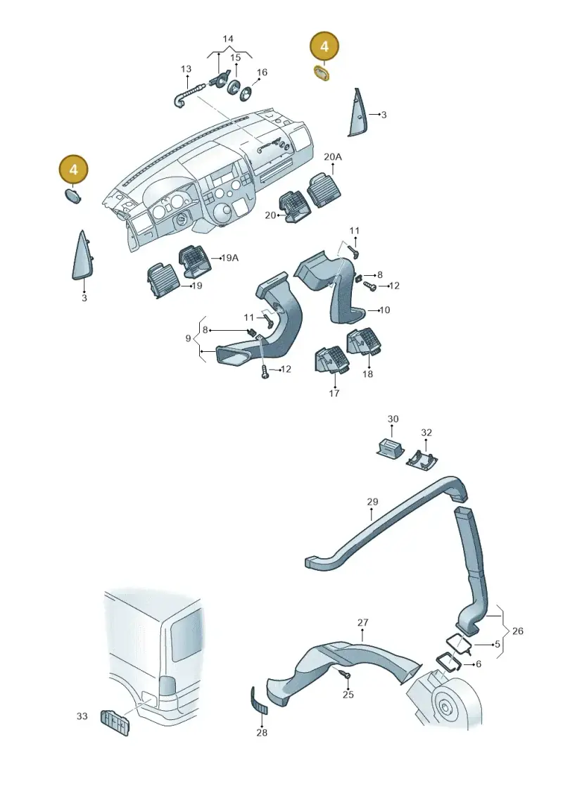 7H0819593 — Volkswagen California Camper (2011-2015) diagram 733819050, position 4