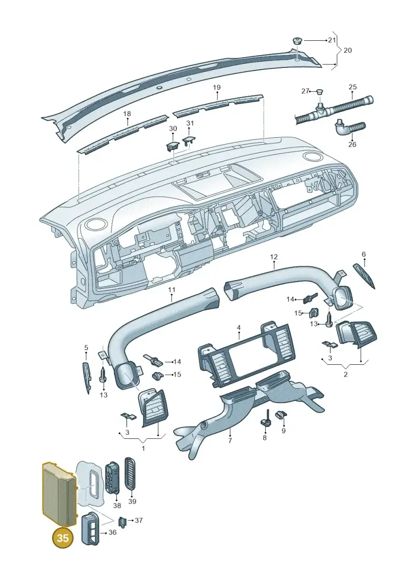 7H0819615 — Volkswagen Single-cab transp. (2015-2019) diagram 862819300, position 35