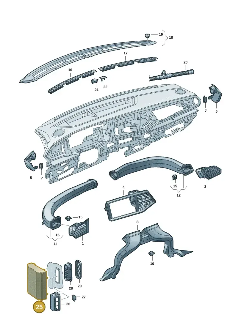 7H0819615 — Volkswagen Single-cab transp. (2019-2024) diagram 7fp819300, position 25