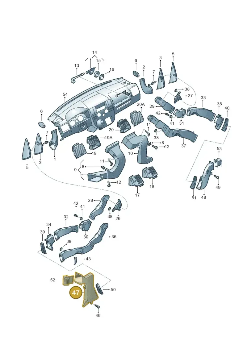 7H0819625C — Volkswagen Transp. caravelle (2008-2009) diagram 410819050, position 47