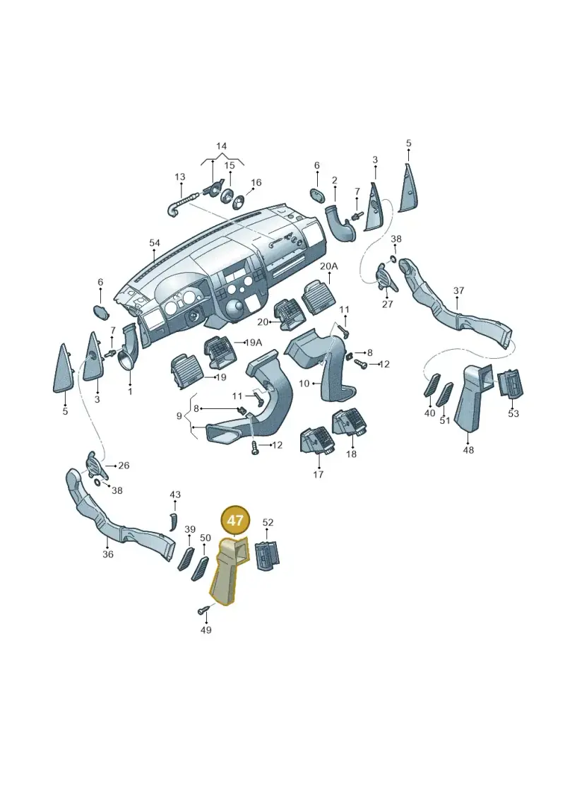 7H0819625C — Volkswagen Transp. caravelle (2011-2015) diagram 679819050, position 47