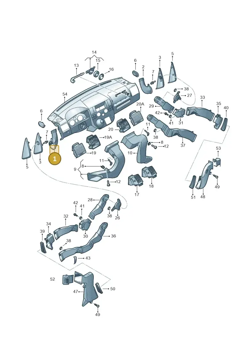 7H0819633B — Volkswagen Transp. caravelle (2008-2009) diagram 410819050, position 1