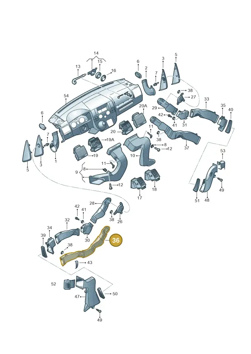 7H0819869B — Volkswagen Transp. caravelle (2008-2009) diagram 410819050, position 36
