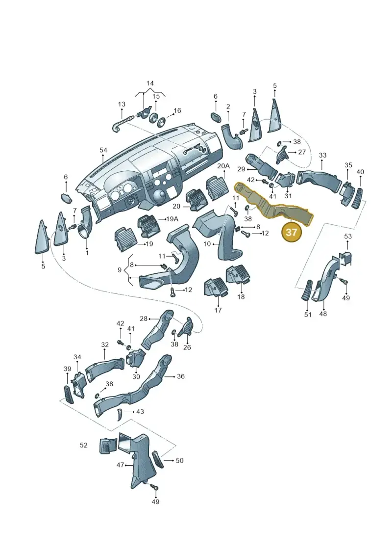 7H0819870B — Volkswagen Transp. caravelle (2008-2009) diagram 410819050, position 37