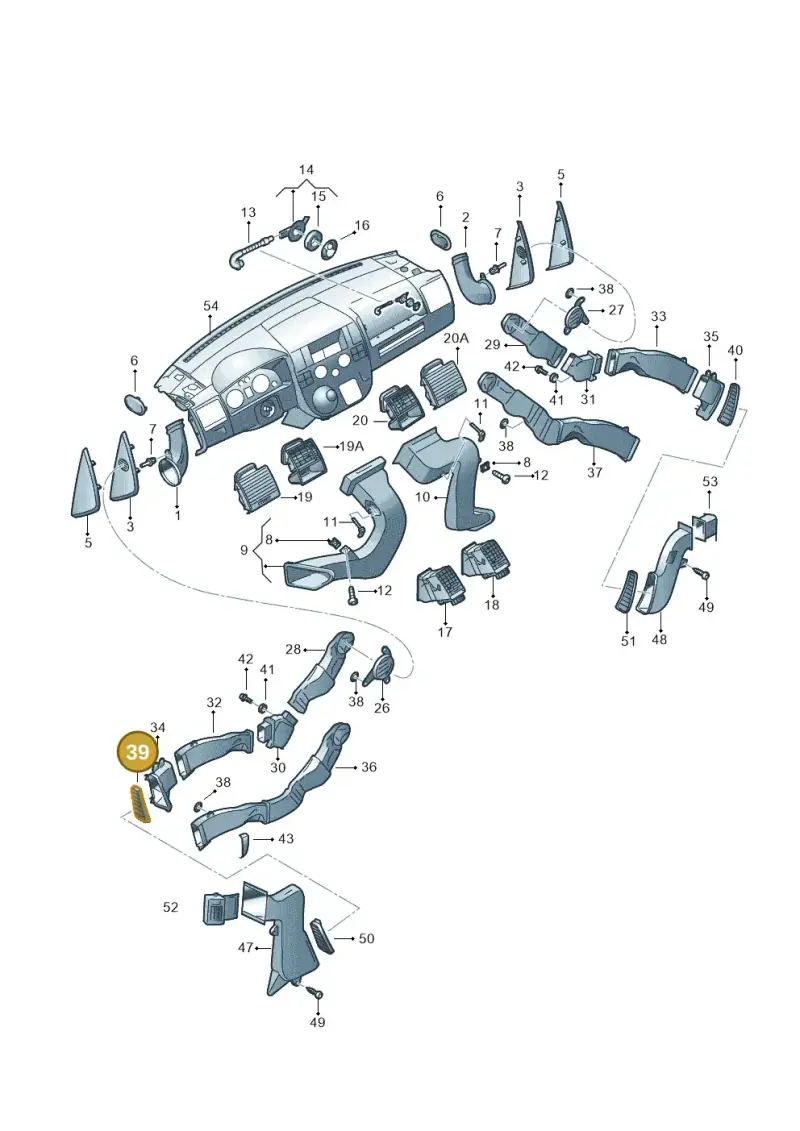 7H0819899A9B9 — Volkswagen Transp. caravelle (2008-2009) diagram 410819050, position 39