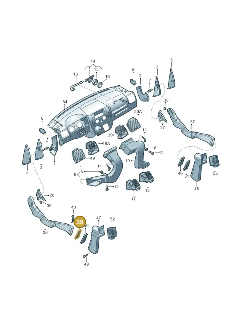 7H0819899A9B9 — Volkswagen Transp. caravelle (2011-2015) diagram 679819050, position 39