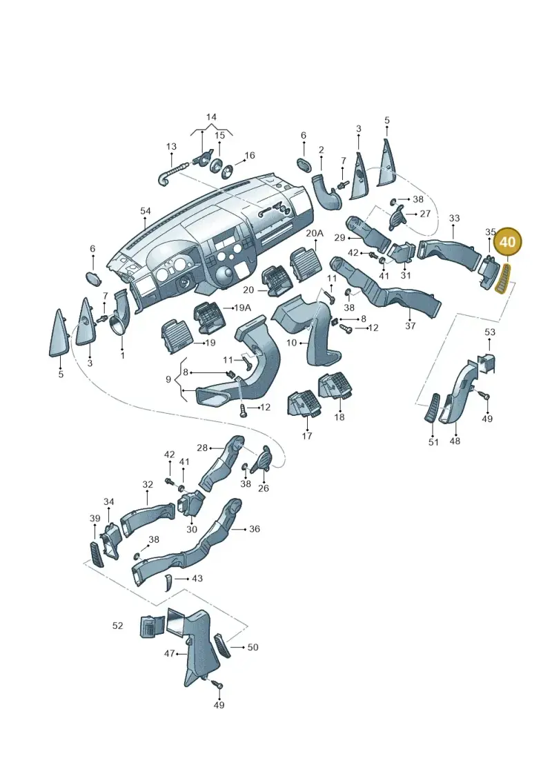7H0819900A9B9 — Volkswagen Transp. caravelle (2008-2009) diagram 410819050, position 40