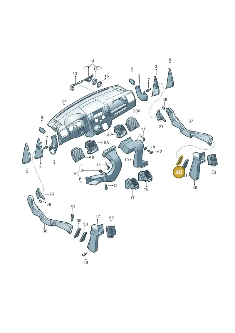 7H0819900A9B9 — Volkswagen Transp. caravelle (2011-2015) diagram 679819050, position 40