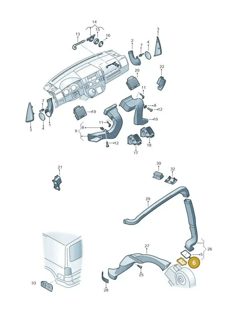 7H0820190 — Volkswagen California Camper (2009-2011) diagram 452819050, position 6