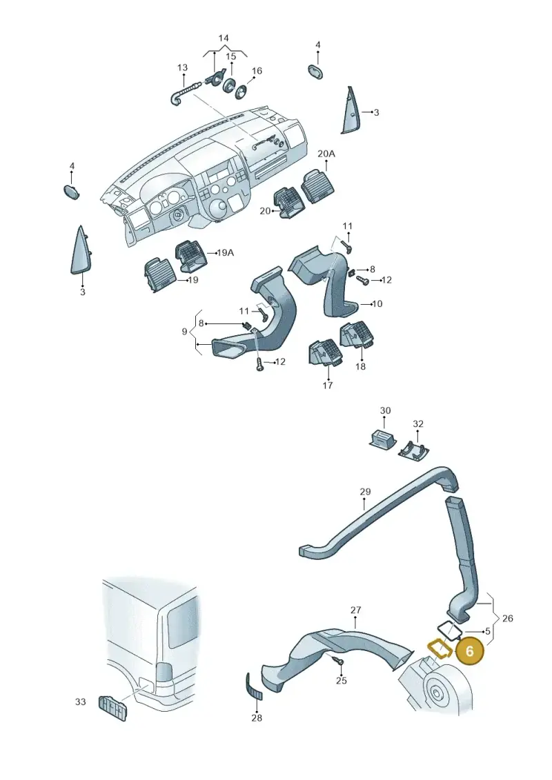 7H0820190 — Volkswagen California Camper (2011-2015) diagram 733819050, position 6