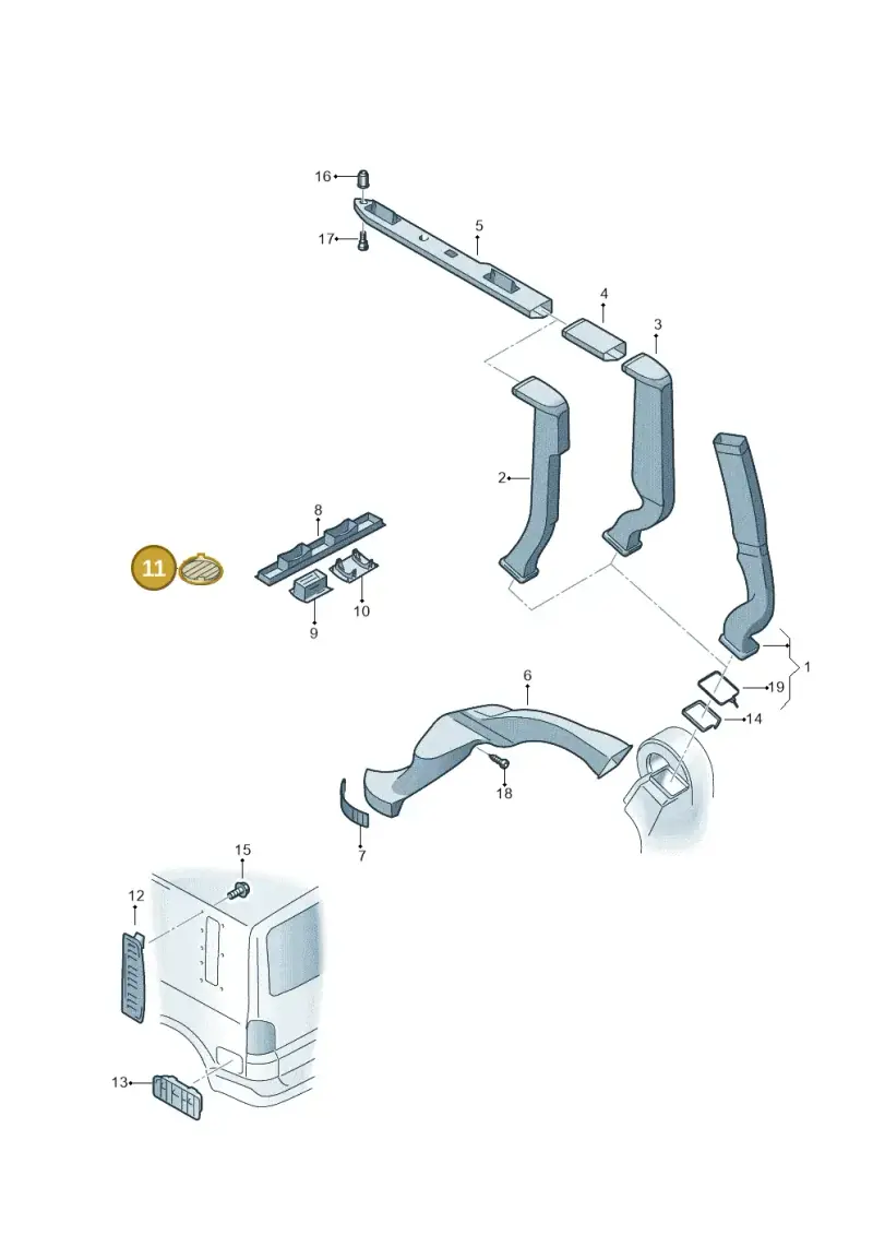 7H0820701 — Volkswagen TRANSPORTER GESCHL.    08 (2007-) diagram 410819100, position 11