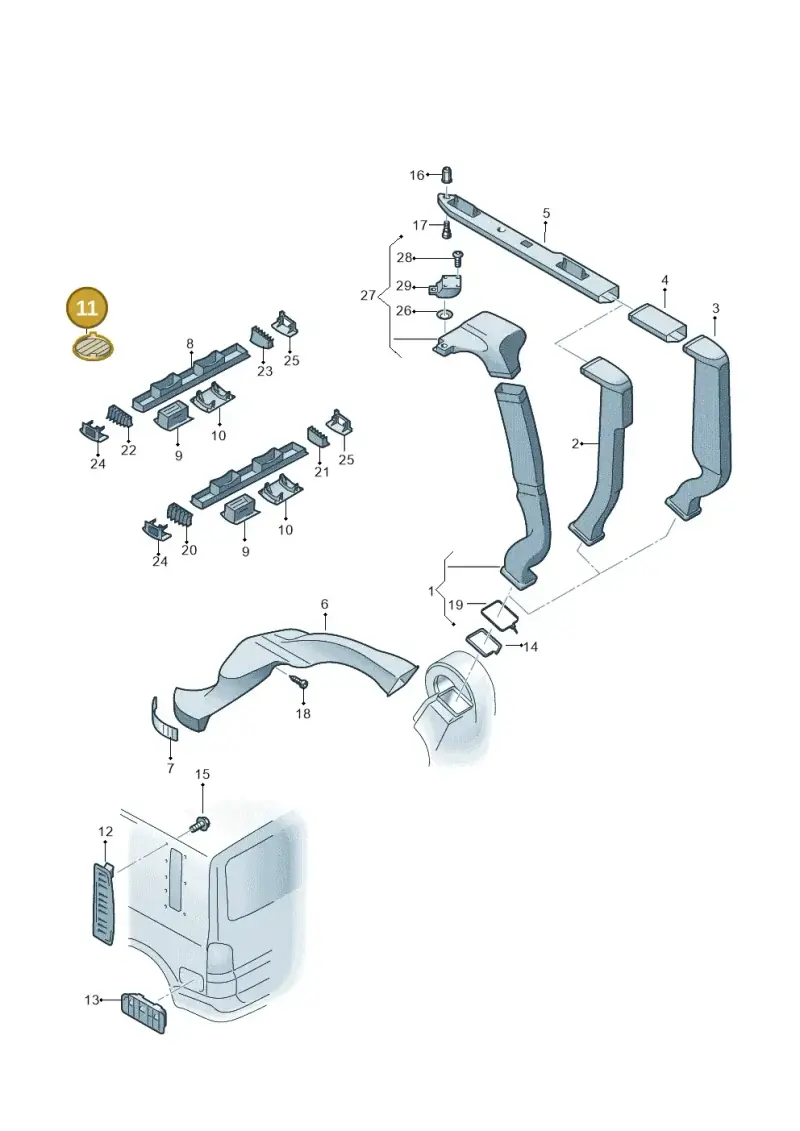7H0820701 — Volkswagen Caravelle (2019-2024) diagram 659819100, position 11
