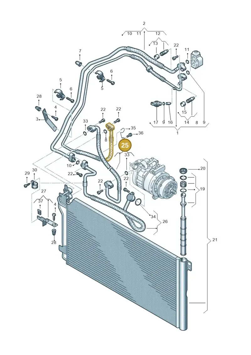 7H0820721AE — Volkswagen Transp. dropside (2008-2009) diagram 612820200, position 25