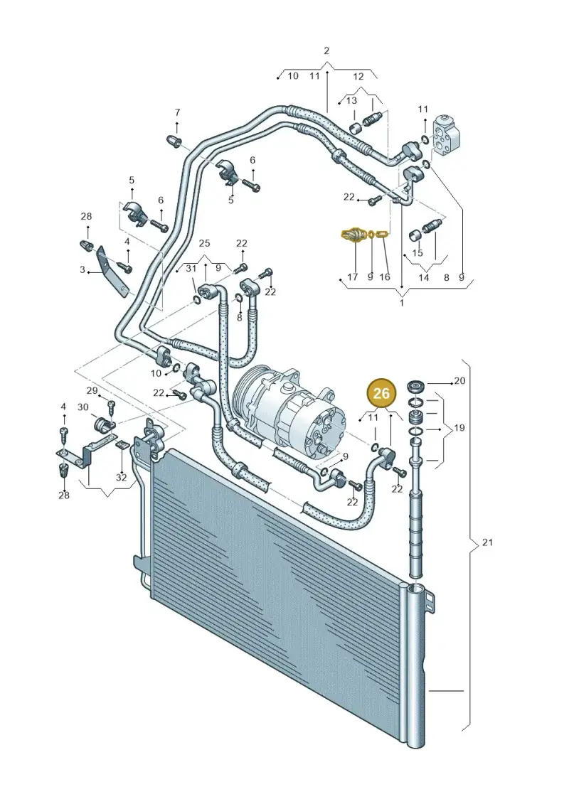 7H0820744Q — Volkswagen Transp. dropside (2008-2009) diagram 411820150, position 26