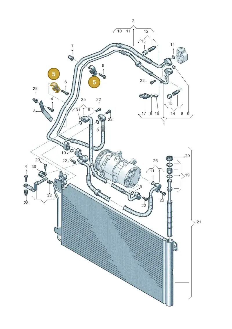 7H0820775A — Volkswagen Transp. dropside (2008-2009) diagram 411820150, position 5