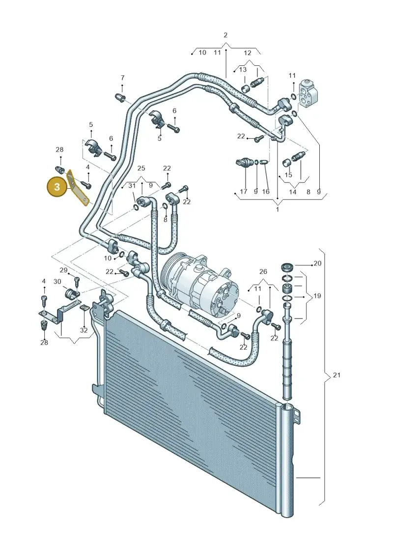 7H0820791B — Volkswagen Transp. dropside (2008-2009) diagram 411820150, position 3