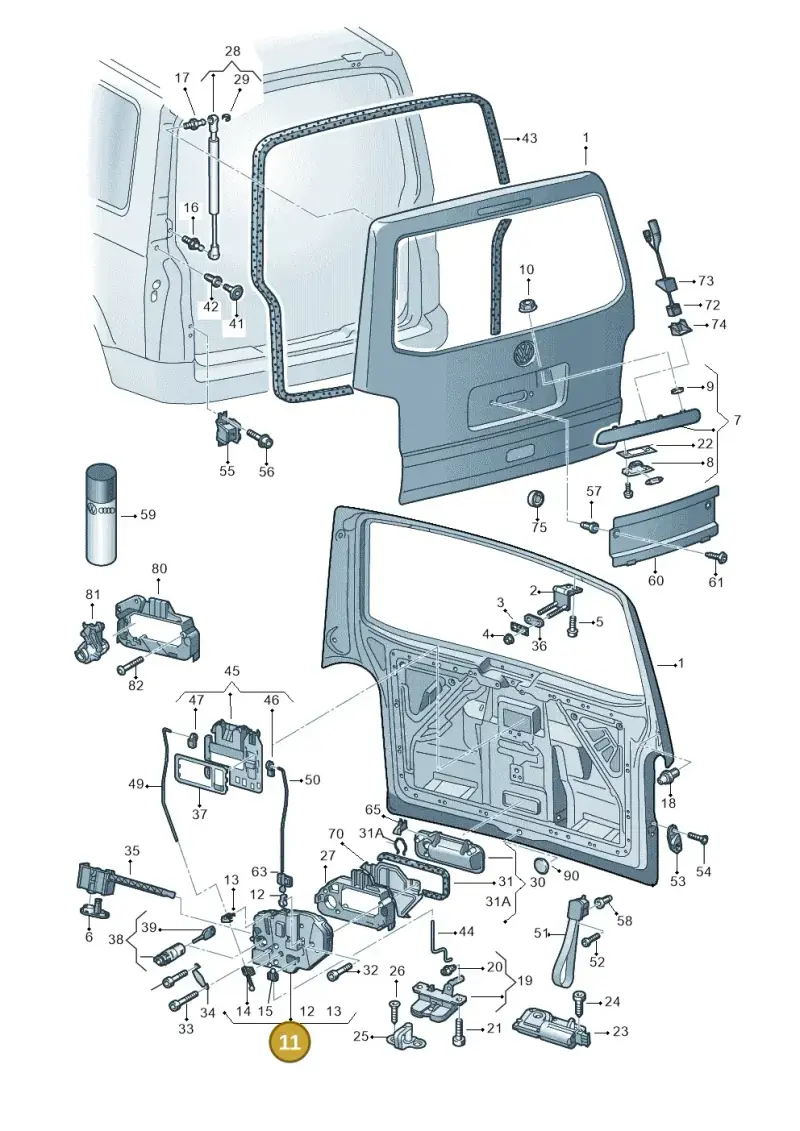 7H0827426T — Volkswagen Transp. caravelle (2011-2015) diagram 410827300, position 11