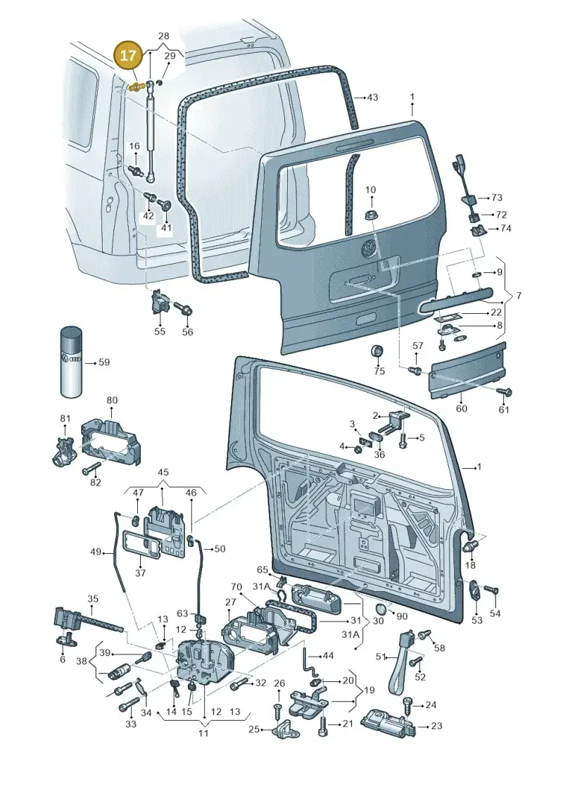 7H0827439 — Volkswagen Transp. caravelle (2011-2015) diagram 410827300, position 17
