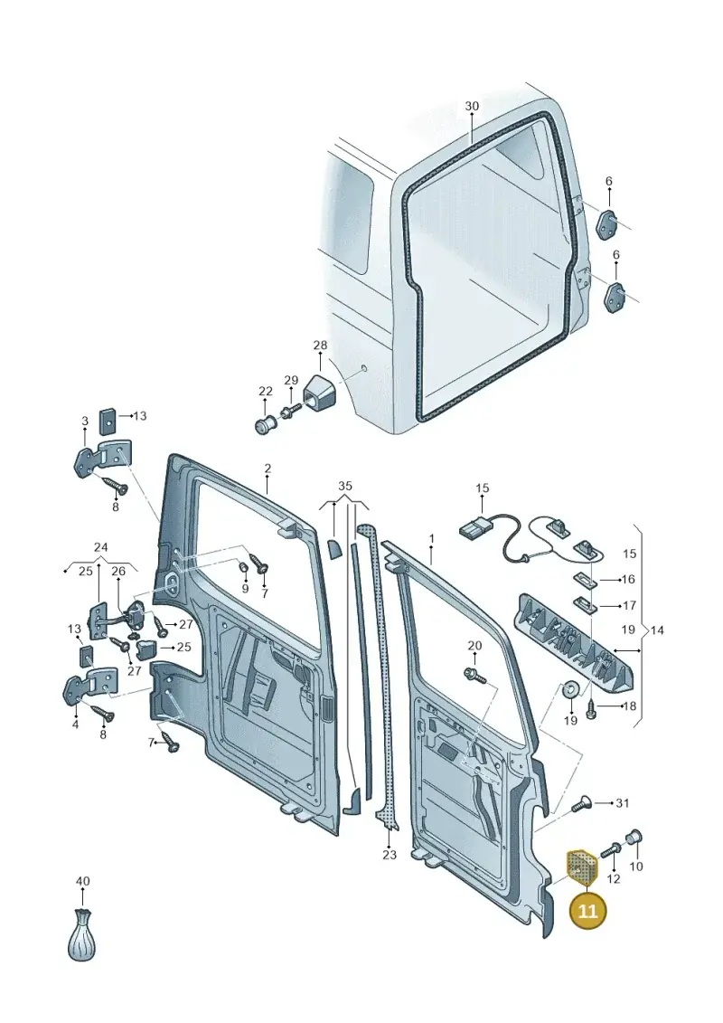 7H0827475B — Volkswagen Caravelle (2019-2024) diagram 410827500, position 11
