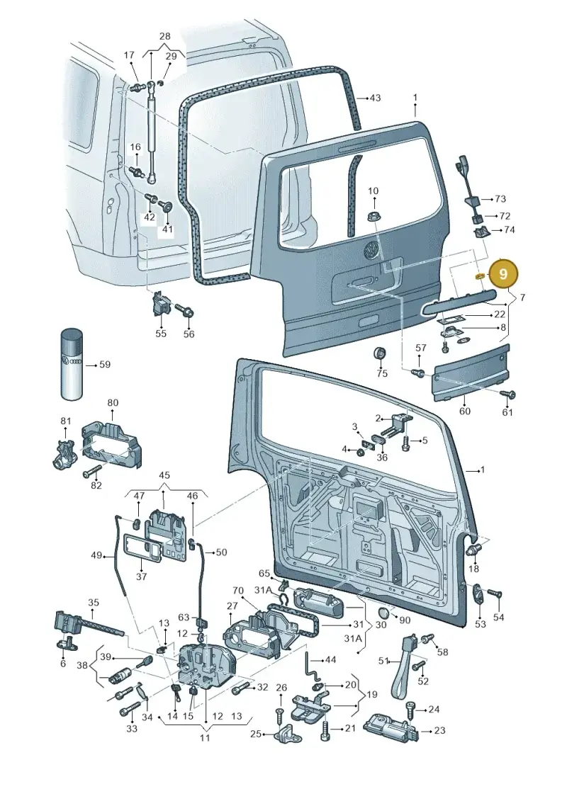 7H0827594A — Volkswagen Transp. caravelle (2011-2015) diagram 410827300, position 9