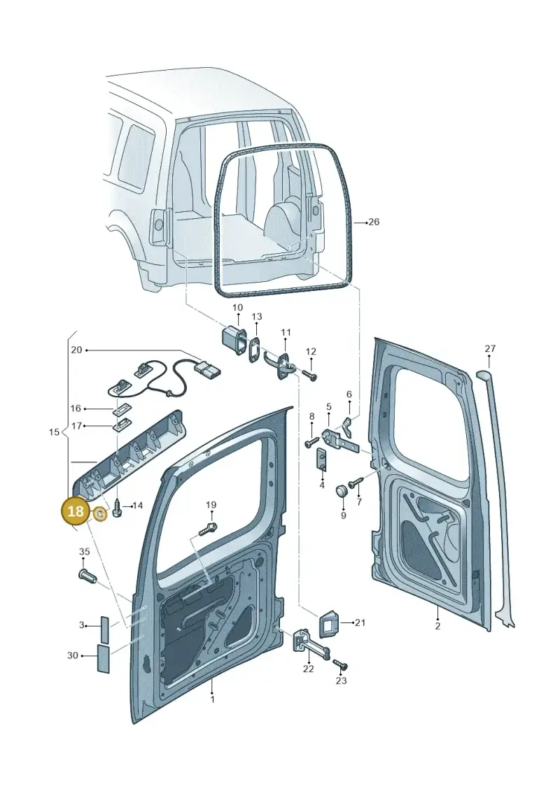 7H0827599 — Volkswagen Caddy kombi (2015-2020) diagram 443827500, position 18