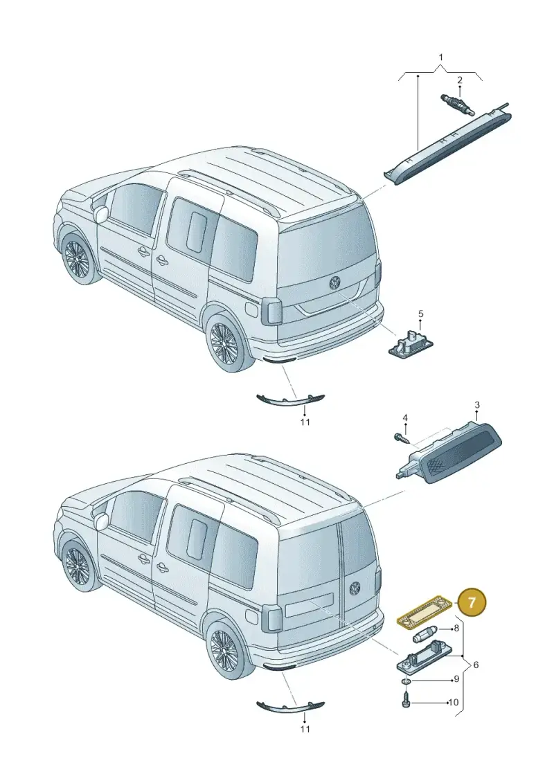 7H0827634 — Volkswagen Caddy kombi (2015-2020) diagram 866945100, position 7