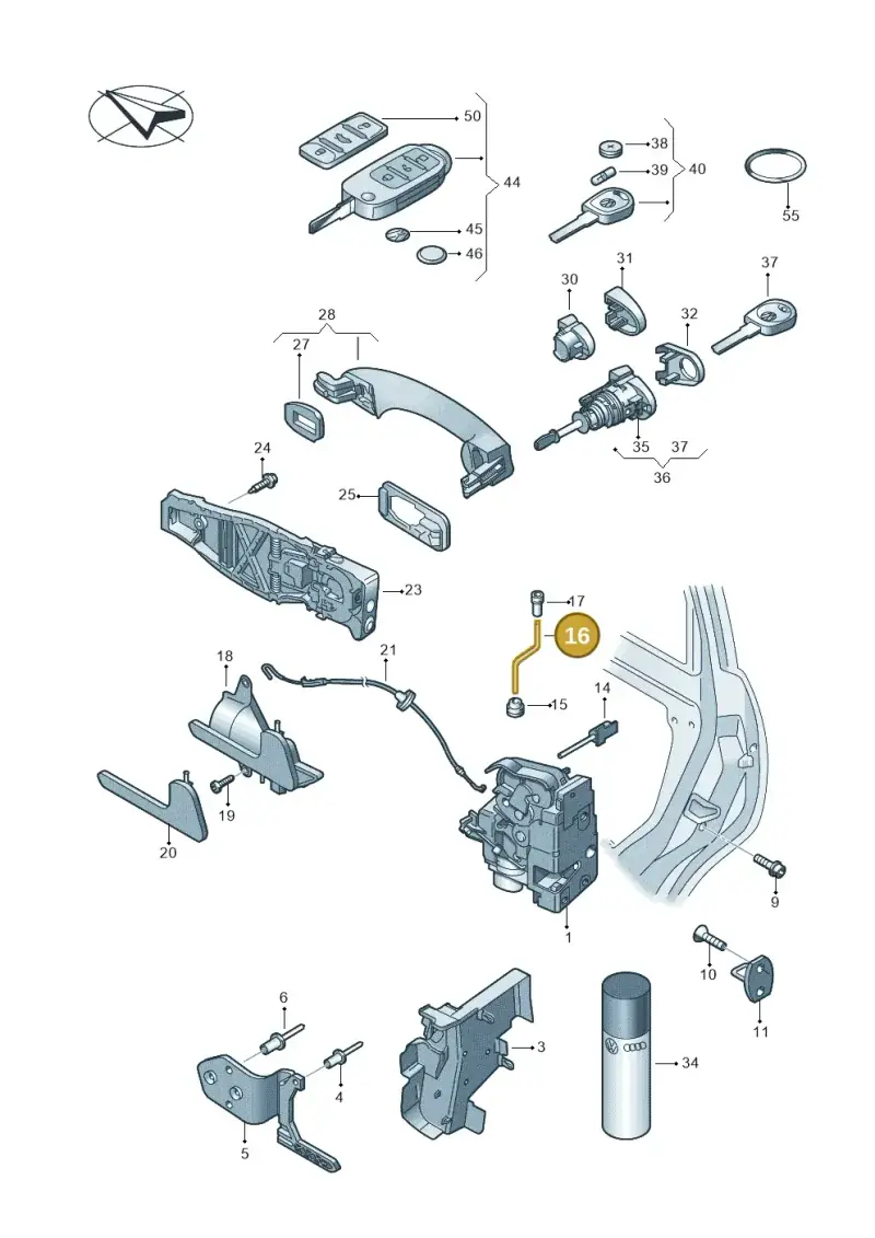 7H0837196A — Volkswagen Transp. caravelle (2009-2011) diagram 679837000, position 16