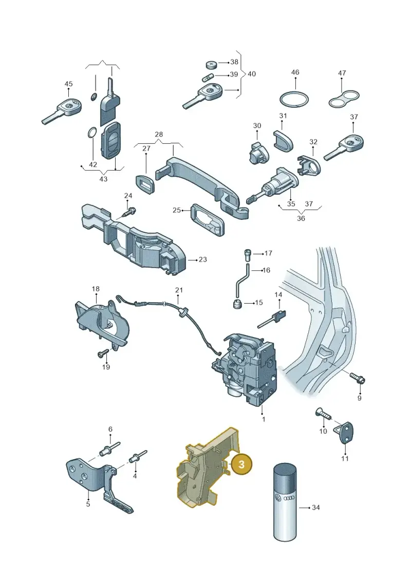 7H0837349A — Volkswagen Transp. dropside (2011-2015) diagram 411837000, position 3