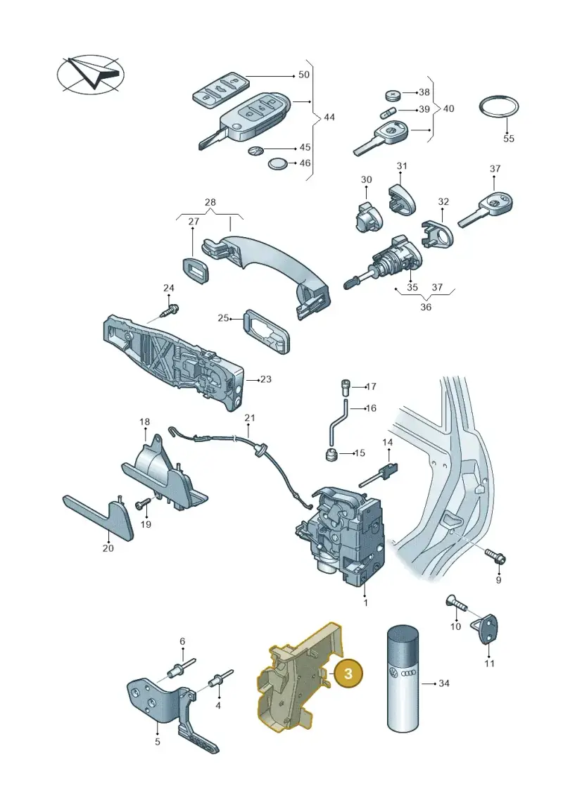 7H0837349A — Volkswagen Transp. caravelle (2009-2011) diagram 679837000, position 3