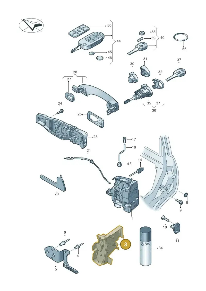 7H0837350A — Volkswagen Caravelle (2015-2019) diagram 861837000, position 3