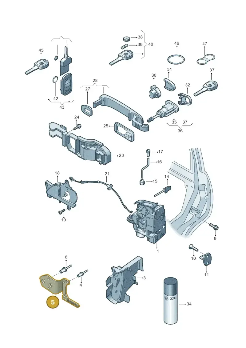 7H0837867 — Volkswagen Transp. dropside (2011-2015) diagram 411837000, position 5