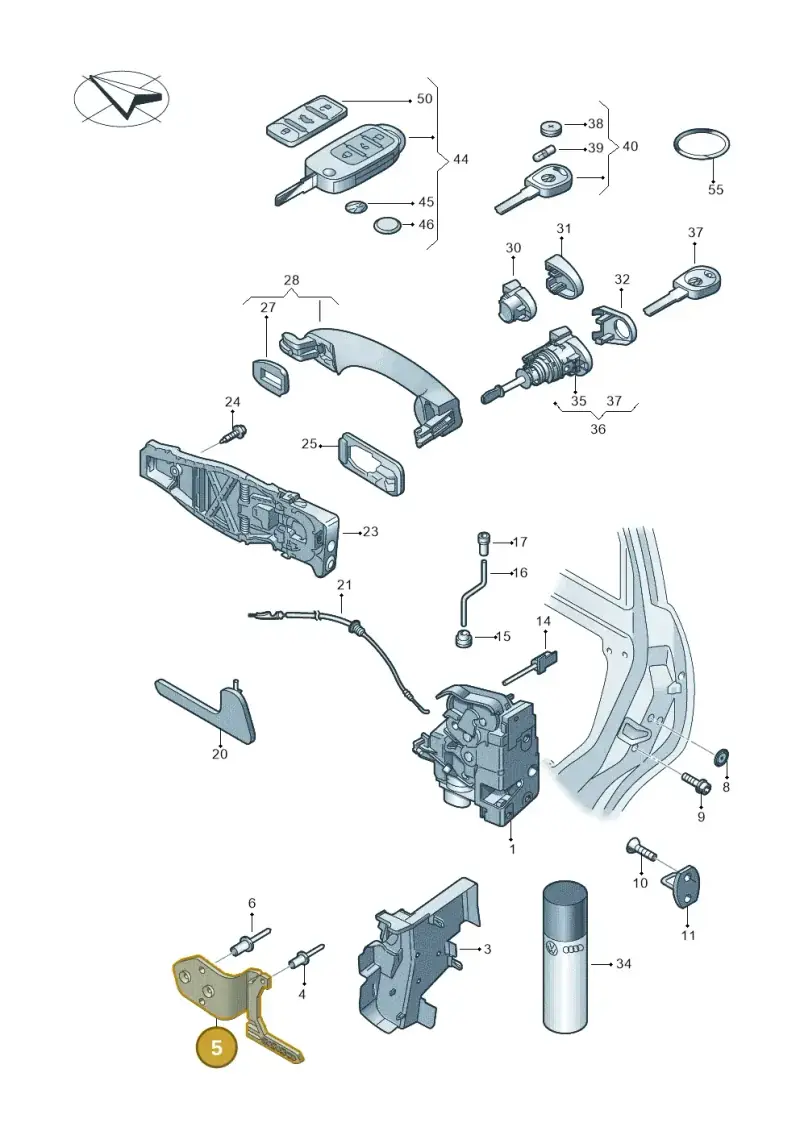 7H0837868 — Volkswagen Caravelle (2015-2019) diagram 861837000, position 5