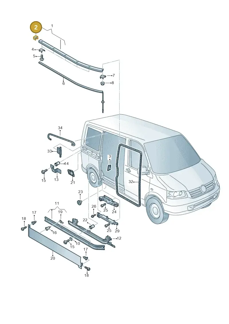 7H0843314A — Volkswagen Transp. caravelle (2011-2015) diagram 410843500, position 2
