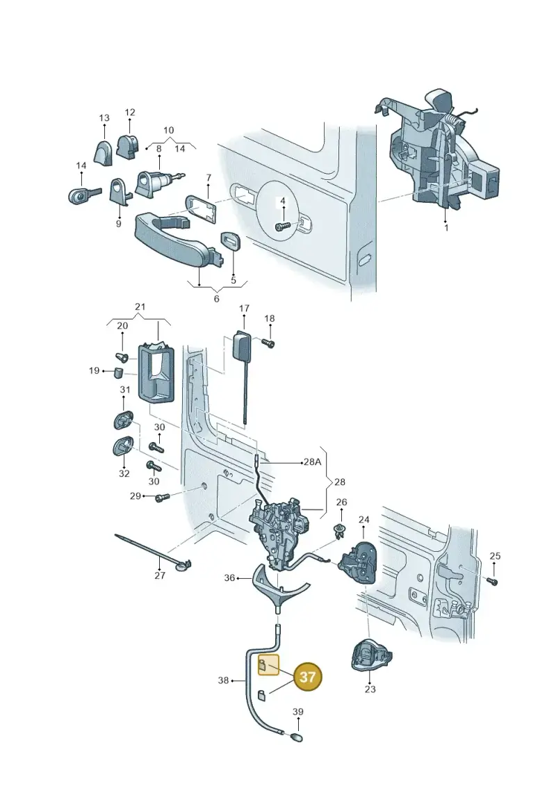 7H0843969A — Volkswagen Caddy kombi (2015-2020) diagram 443843800, position 37