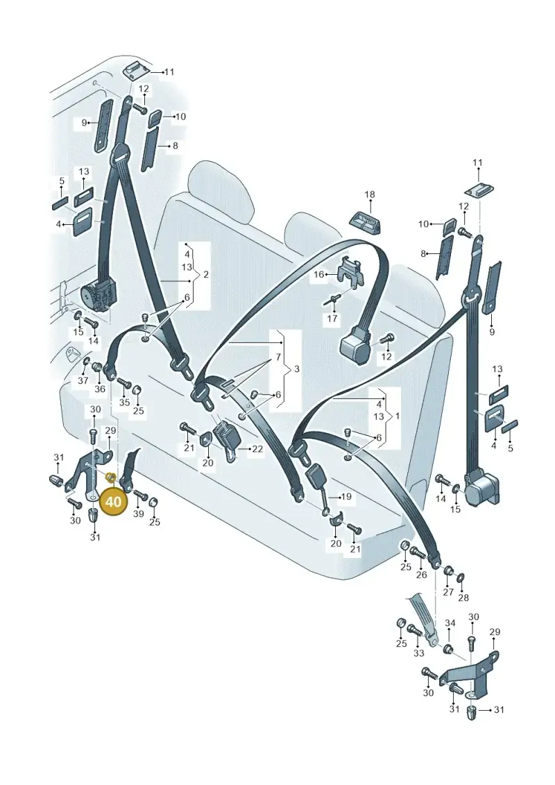 7H0857845E — Volkswagen Caravelle (2019-2024) diagram 410857720, position 40