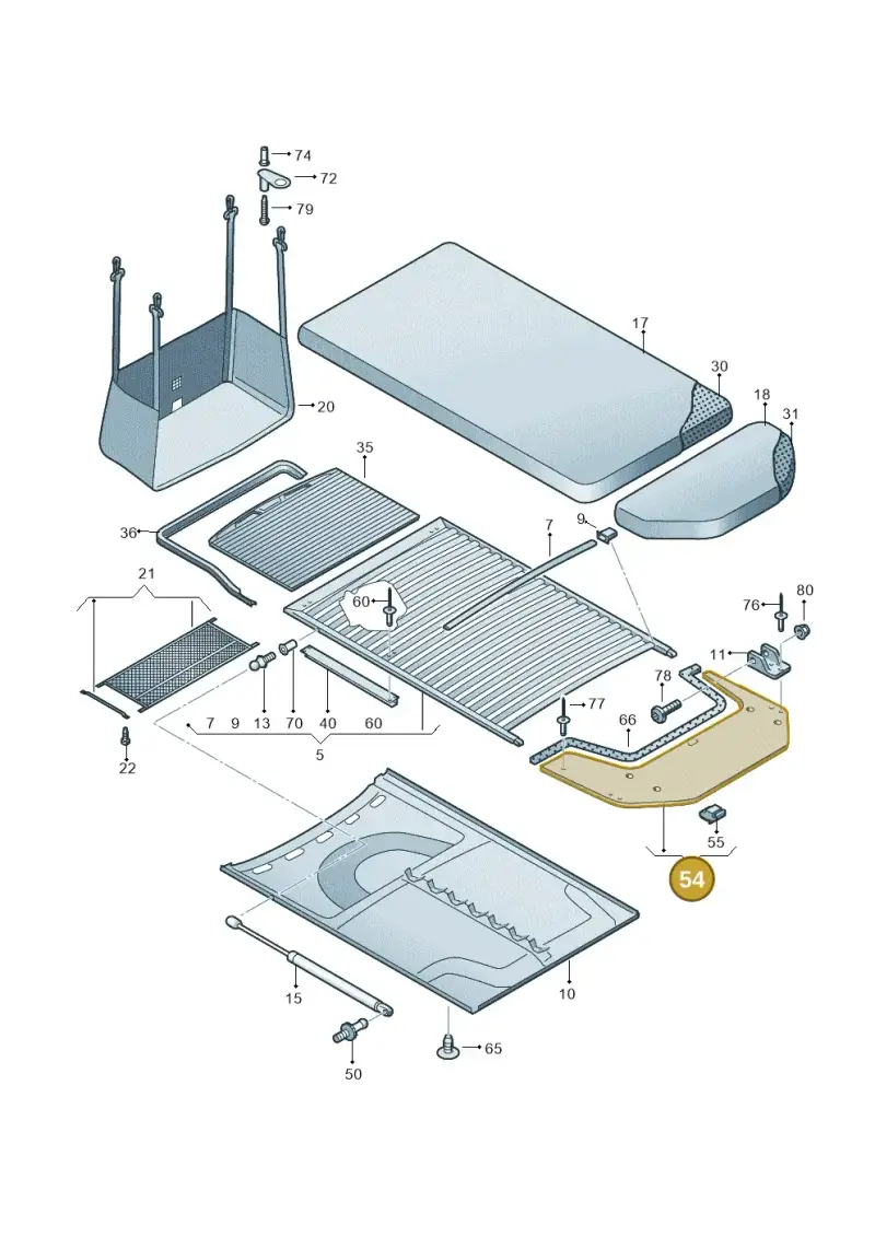 7H0861045B — Volkswagen Caravelle (2015-2019) diagram 452067000, position 54