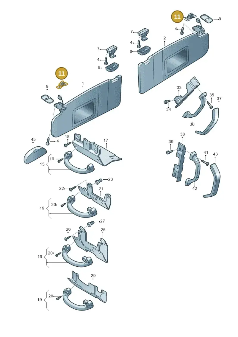 7H0867189 — Volkswagen Transporter Multivan (2019-2024) diagram 861857500, position 11