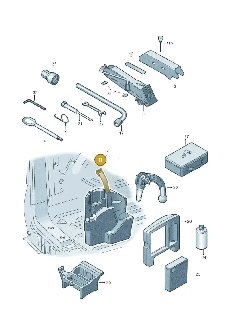 7H0867749 — Volkswagen Transp. caravelle (2011-2015) diagram 410011100, position 8
