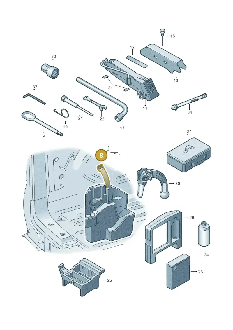 7H0867749 — Volkswagen Transport. multivan (2019-2024) diagram 861011010, position 8
