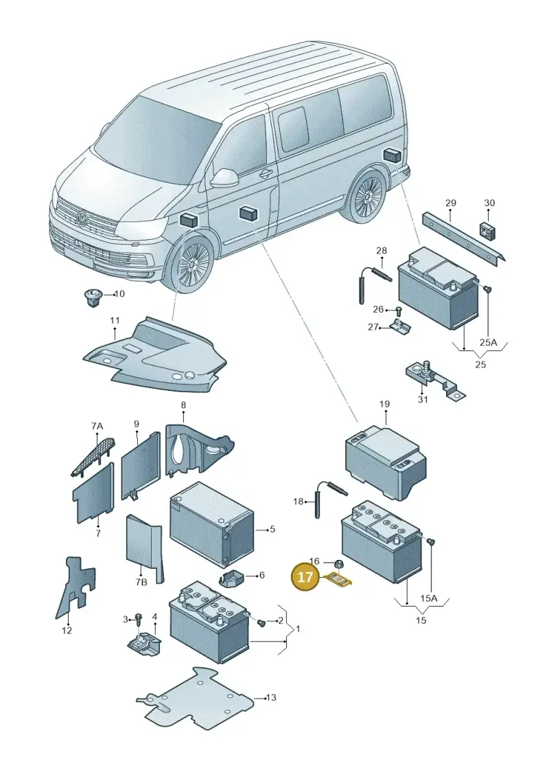 7H0881567A — Volkswagen California Camper (2015-2019) diagram 871915000, position 17