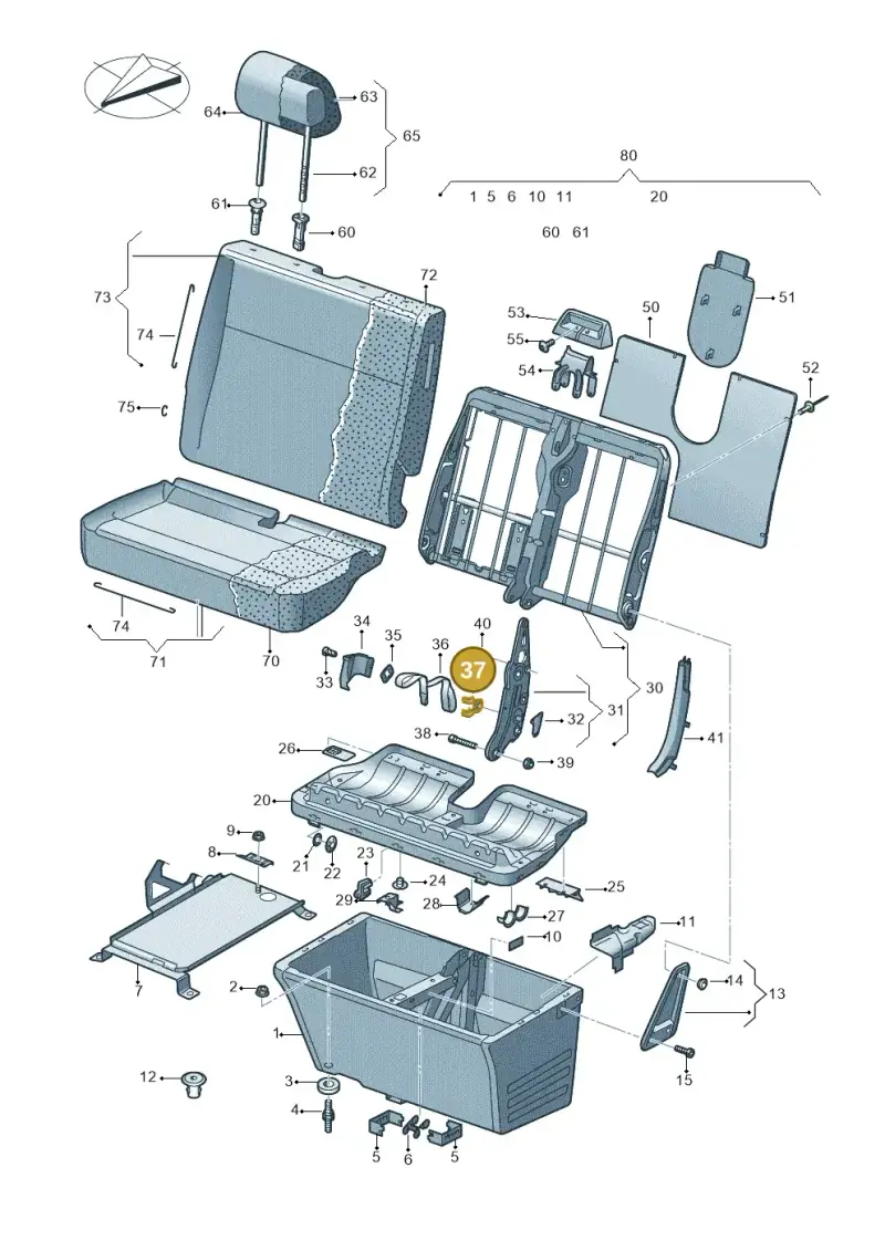 7H0881606 — Volkswagen Transp. caravelle (2008-2009) diagram 479881100, position 37