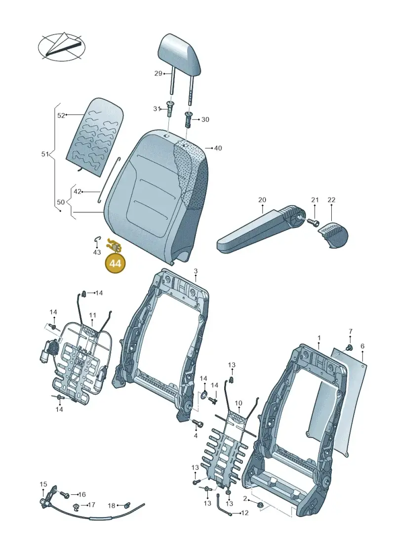 7H0881621 — Volkswagen Caravelle (2019-2024) diagram 861881500, position 44