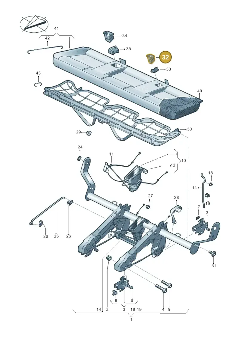 7H0883337A9B9 — Volkswagen Caravelle (2015-2019) diagram 861885010, position 32